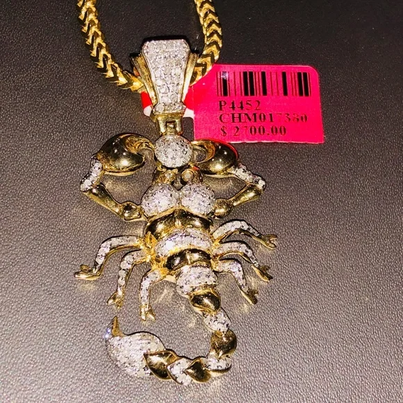 Real diamond custom made scorpion pendant charm not CZ not fake huge sale gift - Picture 7 of 9